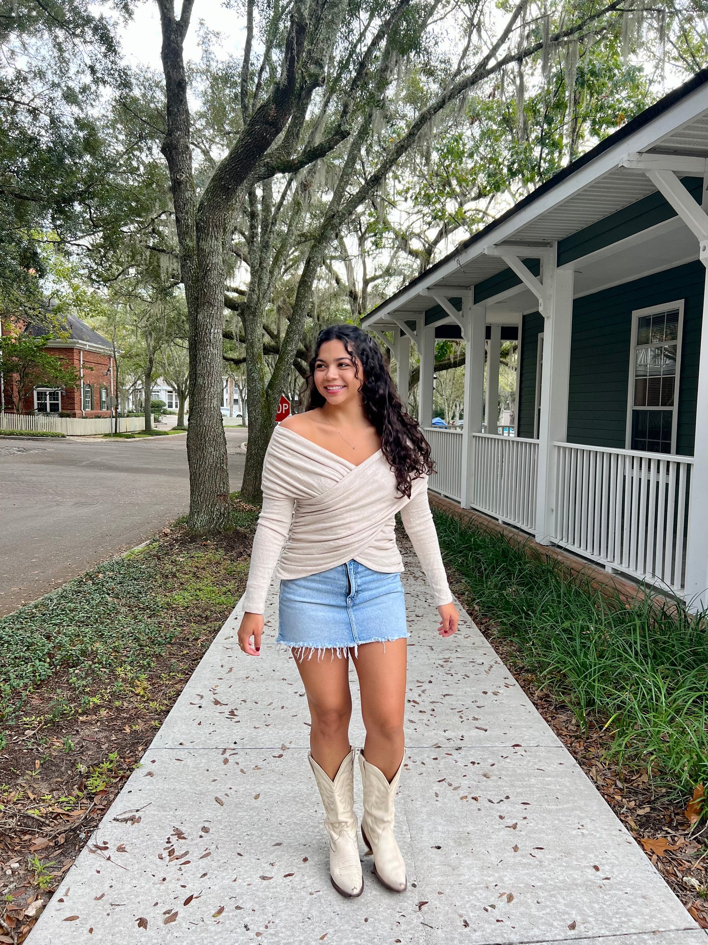 Ruched Sweater Wrap Top